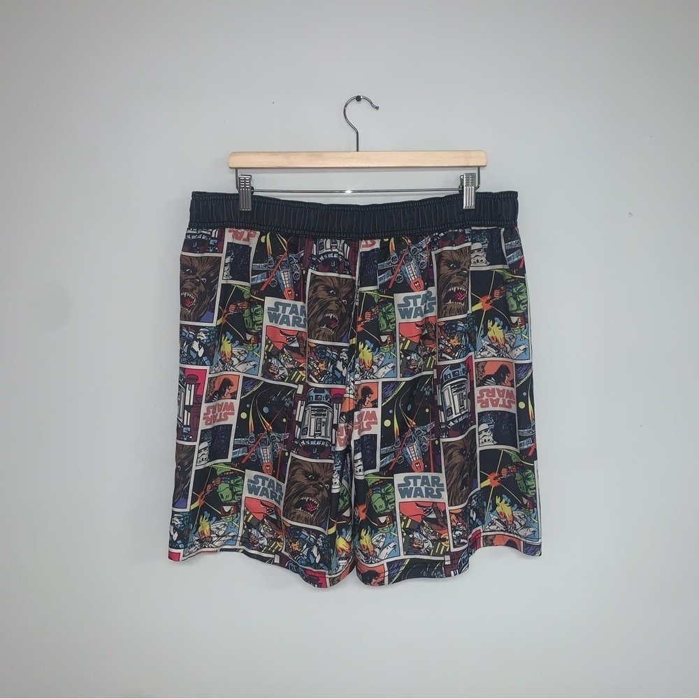 Star‎ Wars Board Swim Shorts Men’s Large Black Comic Print Elastic Waist - Picture 4 of 7